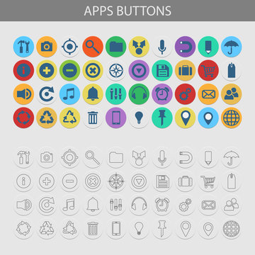 apps buttons icons set, vector