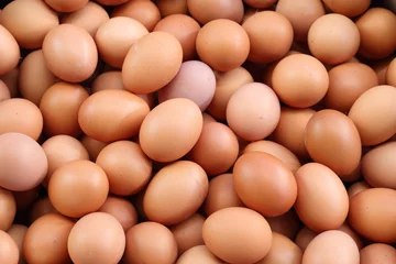 Poster Im Rahmen frische Eier zum Verkauf auf einem Markt © geargodz