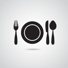 Plate, fork, knife VECTOR icon.