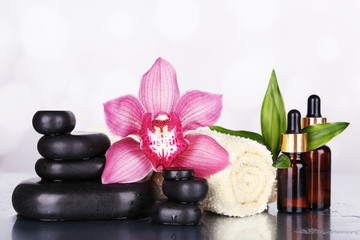 Spa composition with orchid and spa stones