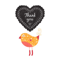 Thank you card with birds