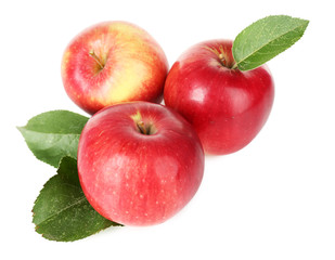 Ripe red apples isolated on white