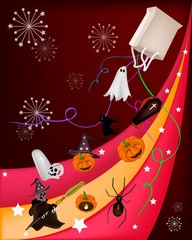 Various Halloween Item on Beautiful Halloween Background