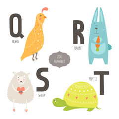 Cute vector zoo alphabet