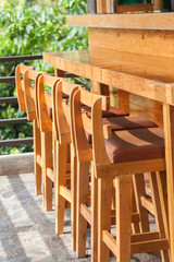Wood chairs and bar
