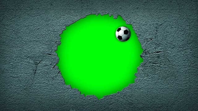 Fussball zerschl&auml;gt ein Wand, animation