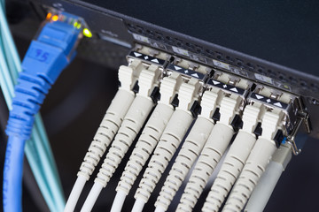 Optic fiber and SFP connected to switch