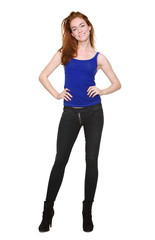 Fototapeta premium Attractive young woman with red hair smiling