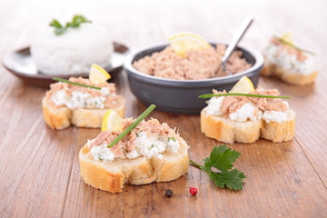 bread with tuna and cheese spread