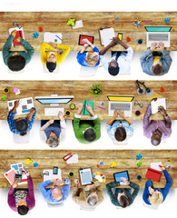 Group of People Using Devices Photo Illustration