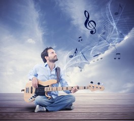 Boy with bass guitar
