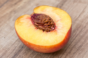 Fresh Nectarine On Wood Table