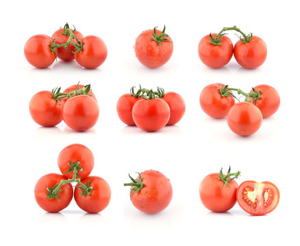 Tomatoes collection isolated on white background