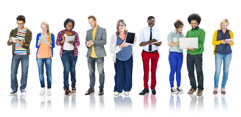 Obraz premium Multiethnic Group of People Using Digital Devices