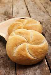 bun on wooden background