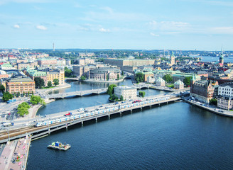 Stockholm, Sweden. Aerial view of the Old Town (Gamla Stan).