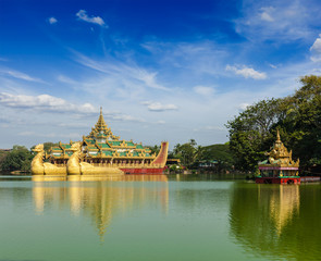 Karaweik barge at Kandawgyi Lake, Yangon, Myanmar