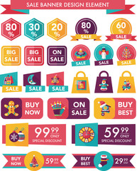 Christmas sale banner design flat background set, eps10