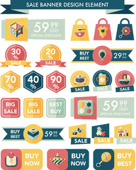 baby sale banner design flat background set, eps10