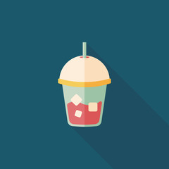 iced drink flat icon with long shadow,eps10
