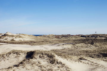 Beach landscape under blue sky