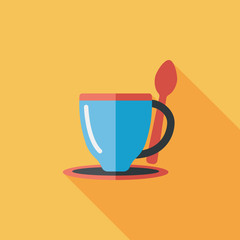 coffee flat icon with long shadow,eps10