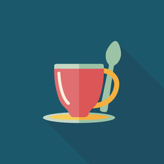 coffee flat icon with long shadow,eps10