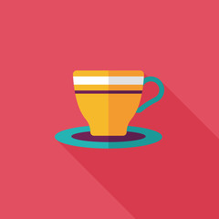 coffee cup flat icon with long shadow,eps10