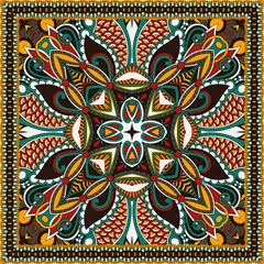Poster Traditional ornamental floral paisley bandanna. You can use this © Kara-Kotsya