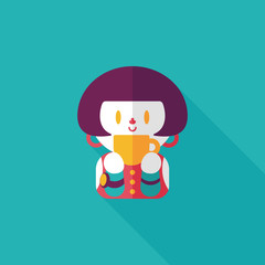 lady drinking coffee flat icon with long shadow,eps10