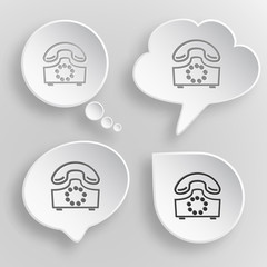 Old phone. White flat vector buttons on gray background.