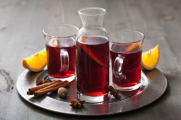 mulled wine with orange and spices