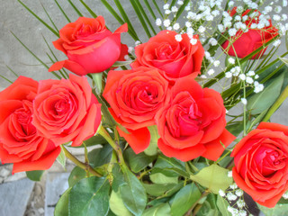 Bouquet with Red Roses
