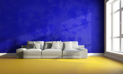 3d  yellow and blue room
