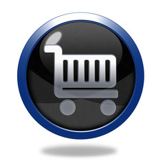 shopping cart circular icon on white background