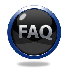 faq circular icon on white background