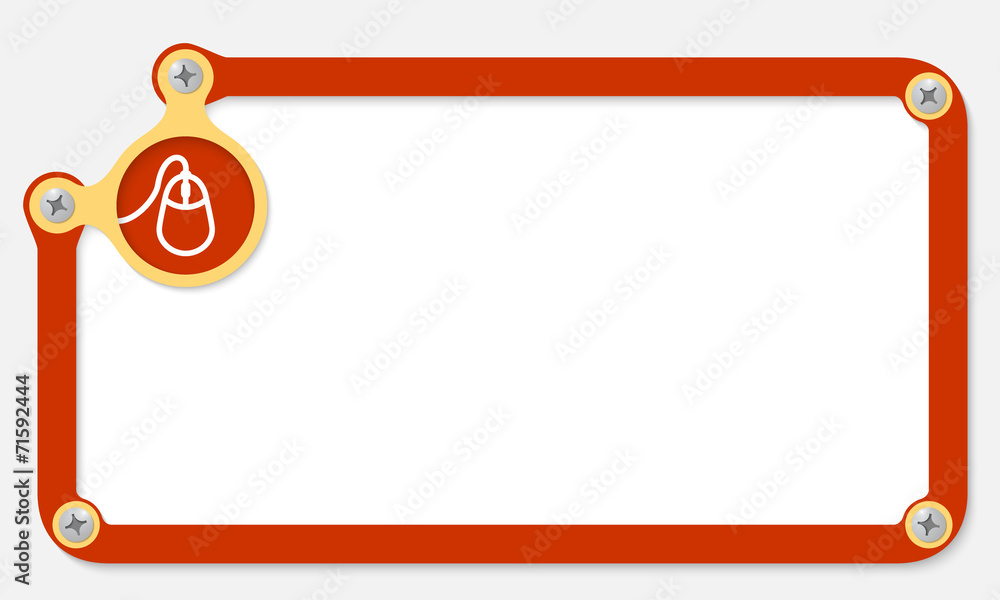 Fototapete red frame for text with screws and mouse icon