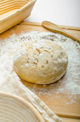 Making bread home in a basket - scuttle