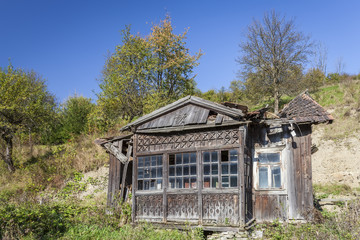 Fototapeta na wymiar Old, ruined wooden house