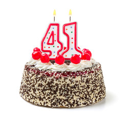 Geburtstagstorte mit brennender Kerze Nummer 41