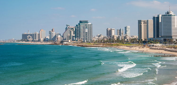 Promenade and beach of Tel Aviv modern