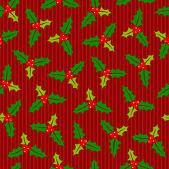 Seamless Pattern Holly Red