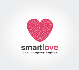 Abstract brain in love vector logo icon concept. Logotype