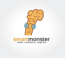 Abstract brain character vector logo icon concept. Logotype