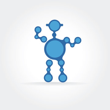Abstract blue robot vector icon concept. Logotype template for