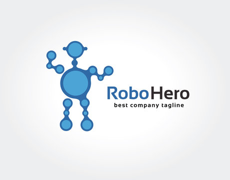 Abstract blue robot vector logo icon concept. Logotype template