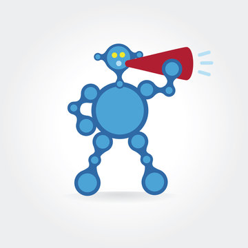Abstract blue robot talking vector icon concept. Logotype