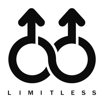 Double male Limitless symbol, vector