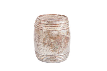 old rusty and dusty piggy bank for coins isolated on white backg
