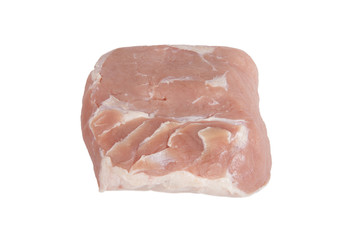 piece of raw pork isolated on white background